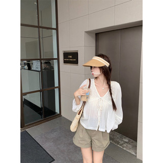 (ĐẶT TRƯỚC 15N)𝐇𝐢𝐧𝐢 - Áo Babydoll Cổ Tim Phối Ren Điệu Đà Phong Cách Hàn Quốc