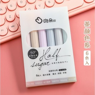 Set bút highlight pastel Monumi House set 6 bút nhớ màu pastel đẹp dáng tròn