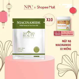Combo 10 miếng mặt nạ SHSO Beauty Biocell Niacinamine 4% dành cho da mụn, chiết xuất lá Neem và tinh dầu tràm - NPC PHAR