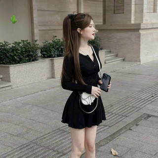 ĐẦM THUN GÂN TAY DÀI