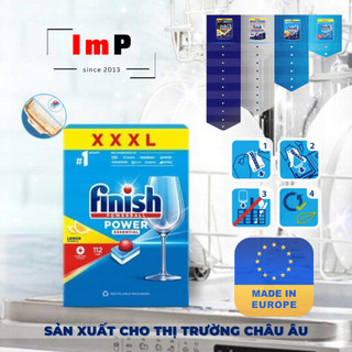Viên Rửa Chén Bát Hương Chanh Finish Powerball Power Essential Lemon Sparkle - Hộp lớn siêu tiết kiệm