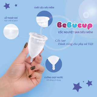 Cốc Nguyệt San BeBu Chính Hãng,100% Silicol Y Tế siêu mềm 