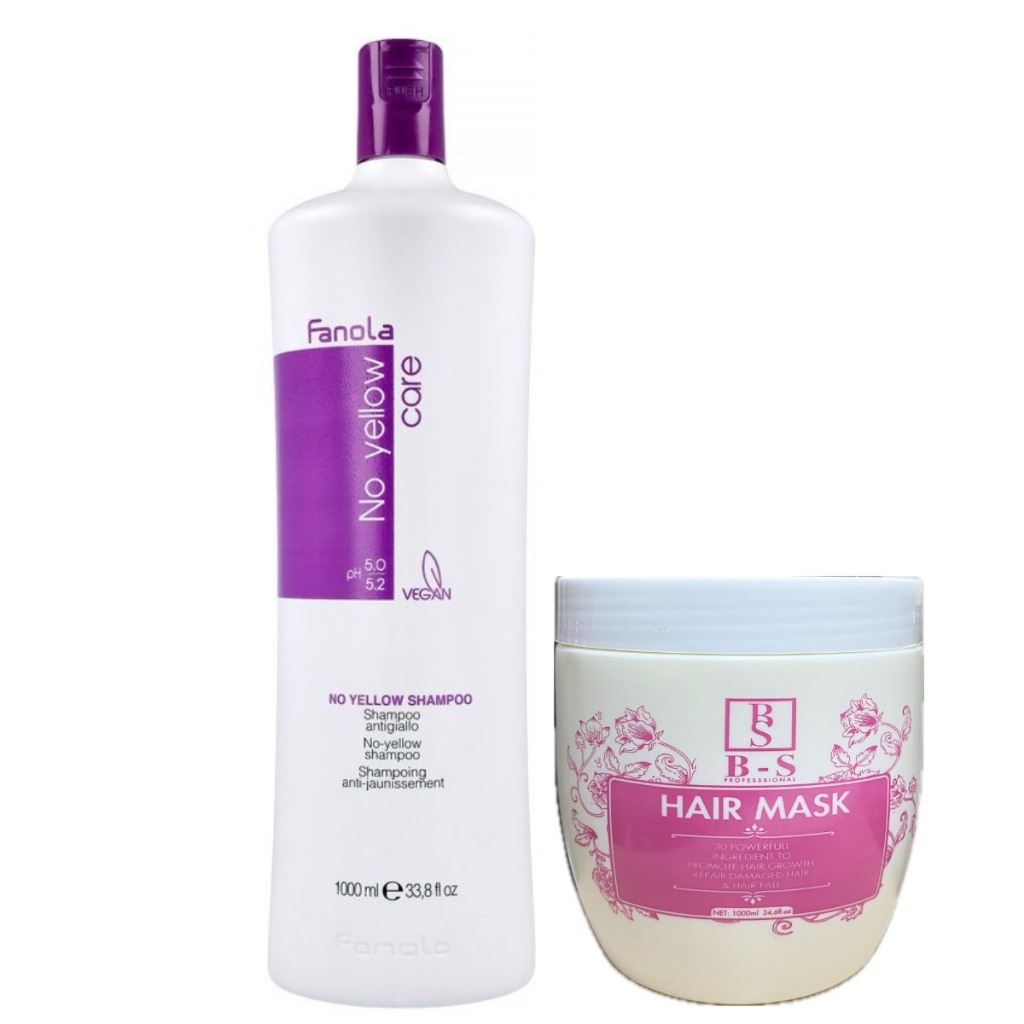 Combo Khử Vàng Fanola 1000ml Và Hấp Ủ Xả BS Hair mask 1000ml