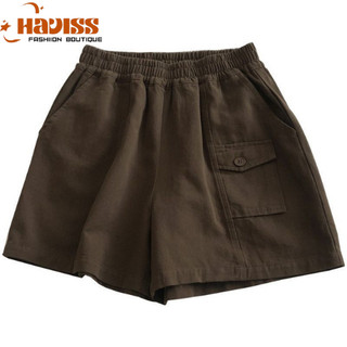 Quần short lửng nữ Haviss bigsize kiểu quần cạp cao lưng chun thiết kế kiểu quần phối túi phong cách đường phố trẻ trung
