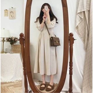 Đầm linen cổ tròn thiết kế mới phù hợp nhiều lứa tuổi csd188