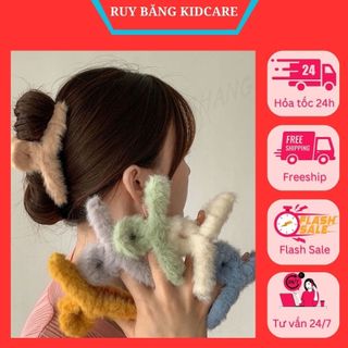 Kẹp Tóc Phối Lông kẹp tóc càng cua Phong Cách Hàn Quốc Thời Trang Cho Nữ