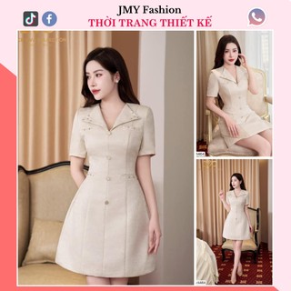 V4464 Váy tafta dáng A cổ V sang chảnh [Dolce Viva Colection (DVC)] váy đầm kem ánh bạc tafta công sở