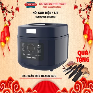 Nồi cơm điện 1 lit Sunhouse SHD8802 + tặng dao làm bếp màu đen