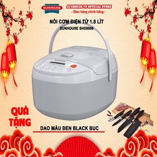 Nồi cơm điện tử 1.8l sunhouse shd8906 + tặng dao làm bếp màu đen