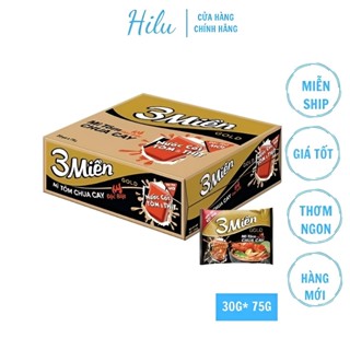 Thùng 30 Gói Mì Tôm 3 Miền Gold MÌ Chua Cay