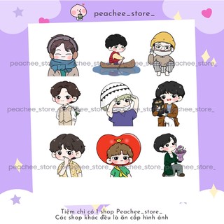 Sticker hình dán V BTS chibi set 30 chiếc cỡ 4cm trang trí số tay journal