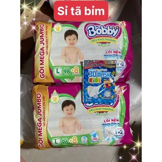 Combo 2 tã/bỉm quần Bobby L96 + 8 miếng Mega jumbo gạo non giảm nhiệt