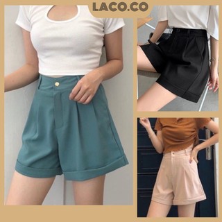 Quần short đùi nữ,quần sooc nữ ống rộng gập gấu sang chảnh chất tuyết  MSP LACO04