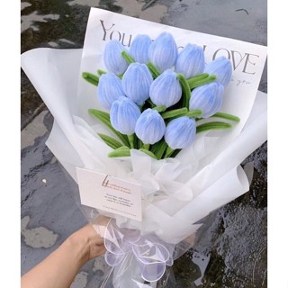    Tặng đèn led  Set Nguyên Liệu Làm Bó Hoa Tulip 10 Bông Tặng Quà Tặng Sinh Nhật Valentine 