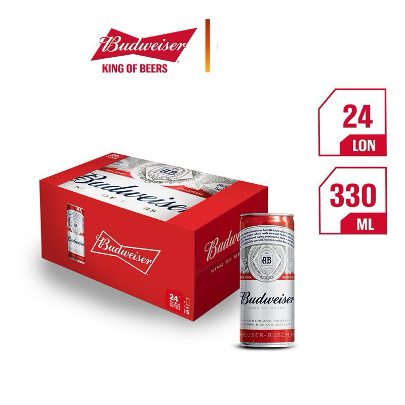 Hoả Tốc Bia Budweiser Thùng 24 Lon Date T2.2025  330ml | Chính Hãng
