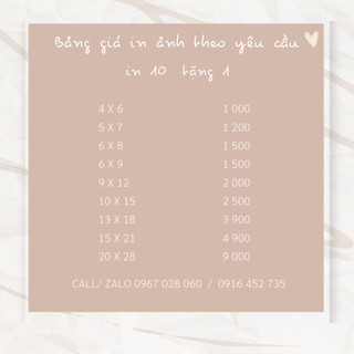 IN ẢNH THEO YÊU CẦU - IN ẢNH GIÁ RẺ 1K/ TẤM. KHÁCH MUA VUI LÒNG IN TỪ 20 TẤM TRỞ ĐI Ạ