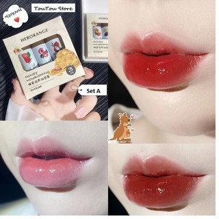 Set 3 son dưỡng môi herorange có màu chăm sóc môi chiết xuất trái cây son