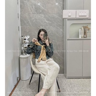 Áo sơ mi kiểu phối khăn siêu xinh
