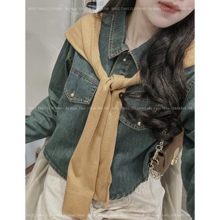 Áo sơ mi kiểu phối khăn siêu xinh