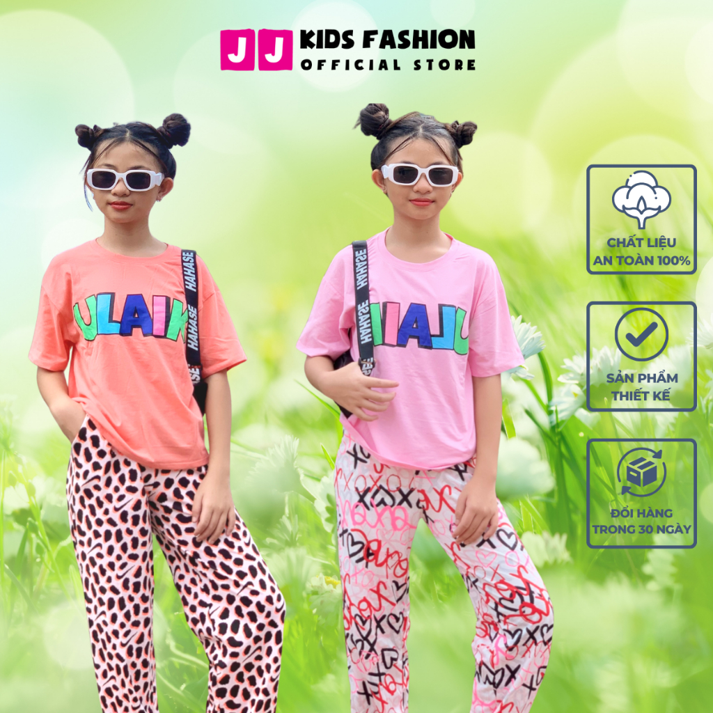 Set quần áo cho bé gái cotton 4 chiều, họa tiết dễ thương, thoáng mát size đại  | J Kids Fashion