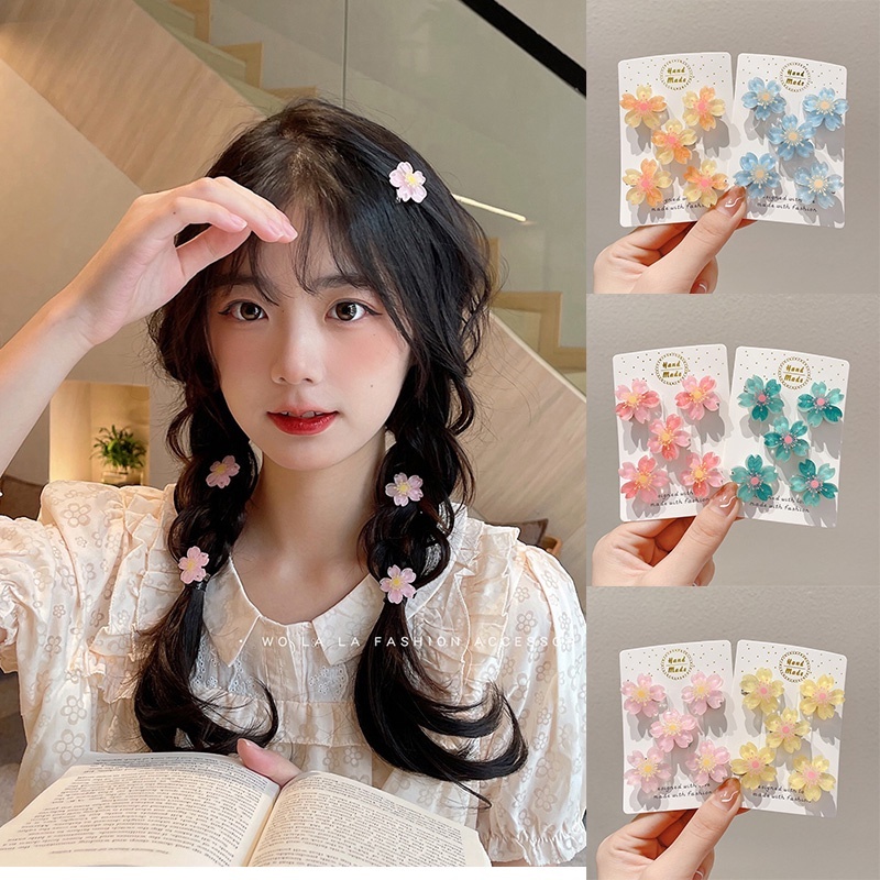 Set kẹp bấm hình hoa anh đào - phụ kiện Tóc xinh xắn/ dễ thương - style Hàn Quốc - có sẵn tại Đà Nẵng.