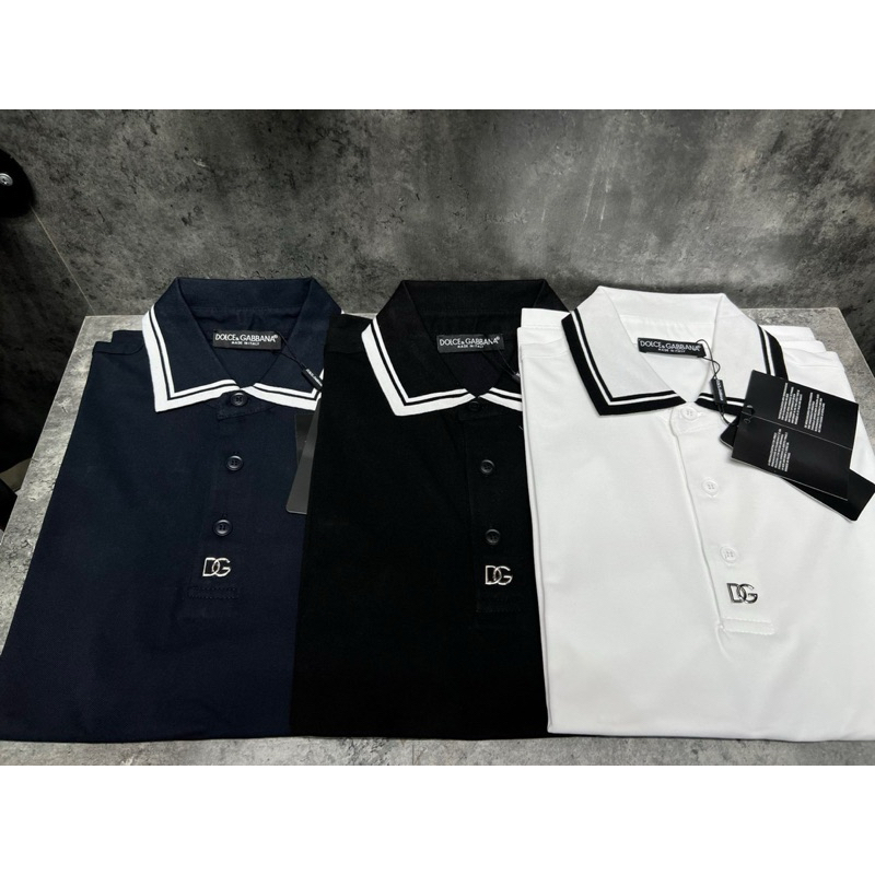 Áo Polo DG Nam Đính Logo Ngực Siêu Đẹp - Áo Polo DG Nam Cổ Bẻ Kẻ Đơn Giản Sang Trọng