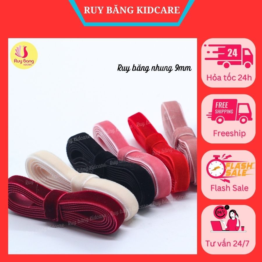 (GIÁ 2MET)Ruy băng nhung 7-9mm  RB2402-1 dùng làm nơ trang trí, phụ kiện may mặc