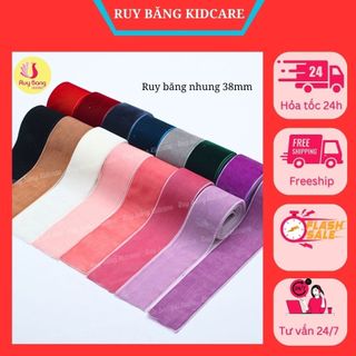 Ruy băng nhung 3.8cm dùng làm nơ kẹp tóc, nơ trang trí, phụ kiện may mặc, cuộn 1m