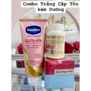 [ 3 món]Combo Kem Body Bạch Ngọc Liên + Vaseline 10X Dưỡng ẩm + Kích trắng 3C3 - Trắng nhanh cho da chai lì