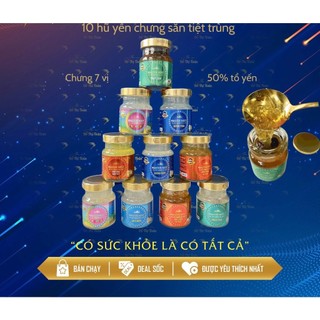  10 hủ yến chưng sẵn dòng 50% tổ yến tặng 2 hủ - Yến sào Đỗ Thị Toán  7 vị để chọn không kèm hộp quà  tặng 2 hủ 