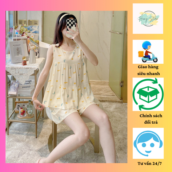 Đồ bộ nữ mặc nhà ngắn tay, đồ ngủ nữ chất lanh thoáng mát