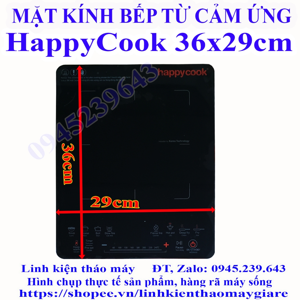 Mặt kính bếp từ đơn các loại Midea Sanaky Sunhouse Kangaroo HappyCook