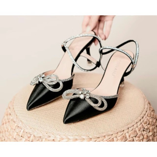  Giày cao gót sục nơ tiểu thư dây hậu gót cao 7cm dành cho nàng đi tiệc đi chơi đây ạ 