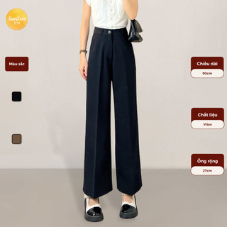 Quần culottes ống rộng nữ form lửng cạp lưng cao vải dáng suông màu nâu và đen Q023 - Sunstore