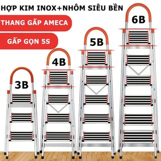 Thang gấp inox chữ a tay vịn 3-4-5-6 bậc siêu bên
