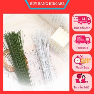 kẽm giấy Thái Lan số 22, 24, 26 SP000651 trắng xanh bó 100 sợi 60cm làm hoa giả hoa kẽm nhung