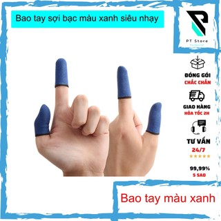 Bao tay chơi game sợi bạc màu xanh siêu nhạy, chơi ff pubg liên quân, chống mồ hôi tay chống trơn trượt