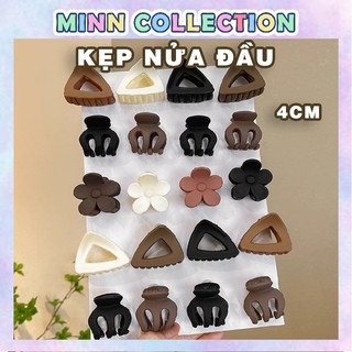 Kẹp tóc nữ Hàn Quốc đẹp hottrend kiểu nửa đầu nhựa nhám size 4cm màu nâu đơn giản sang trọng Minn Collection
