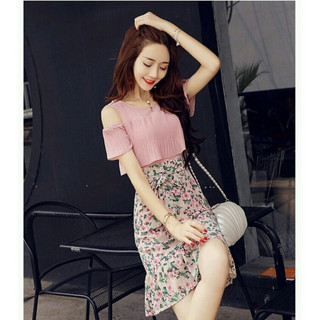 ĐẦM SUÔNG CHÂN VÁY HOA TAY BÈO hở vai _ hàng cao cấp mềm mát