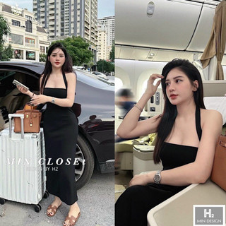 Váy nữ dáng dài váy hai dây đen váy dự tiệc sang chảnh váy body hot hit hàng loại 1 HN DESIGN