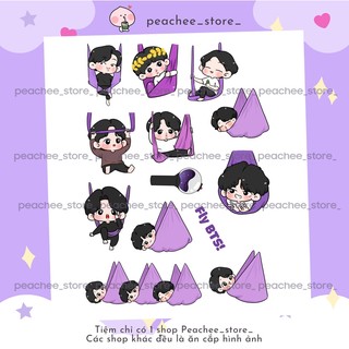Sticker hình dán Run BTS Fly yoga FLy BTS chibi khổ A5 trang trí sổ tay