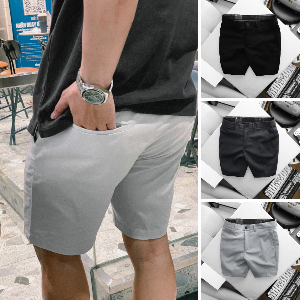 [60-120kg] Quần Short Tây Nam Slim Vải Thun Ponte Co Giãn Dày Dặn - Dustin thời trang công sở có big