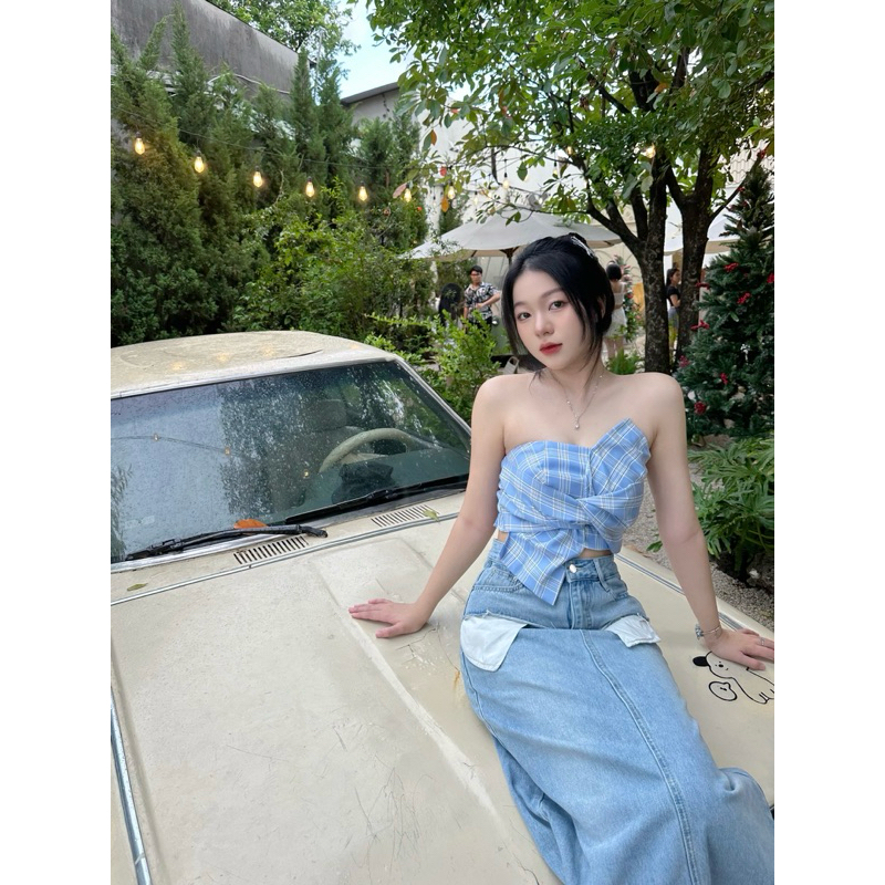 ÂME.STUDIO | Áo Croptop Thắt Nơ Caro - Kelly Croptop