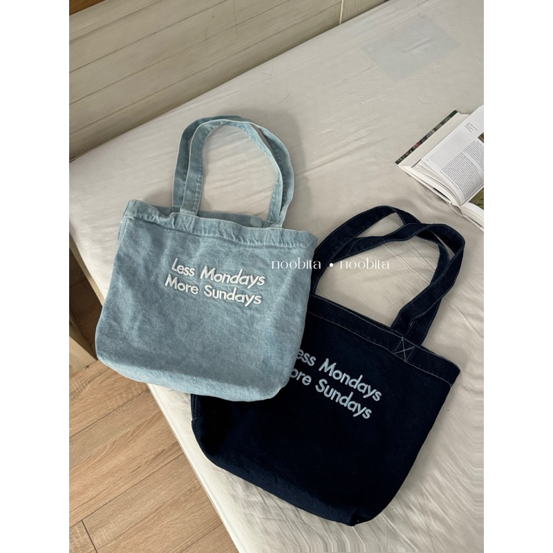 NOOBITA - Túi tote vải jean thêu chữ 2679