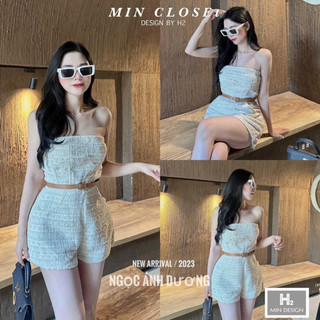 Jumsuit nữ ngắn zum cúp ngực tặng kèm đai nâu váy đầm nữ dáng ngắn váy cúp ngực