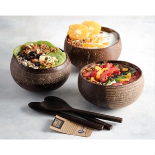 Bát gáo dừa khắc hoa văn bên ngoài, tô ăn ngũ cốc, đựng chè, sinh tố, khay đựng bánh kẹo, mứt tết, pha bột tắm body