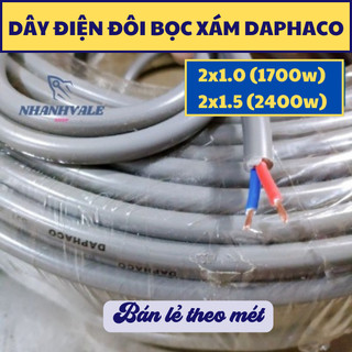 Dây điện đôi bọc xám DAPHACO, dây điện bọc xám, dây FA tiết diện 2 x 1.0 và 2 x 1.5