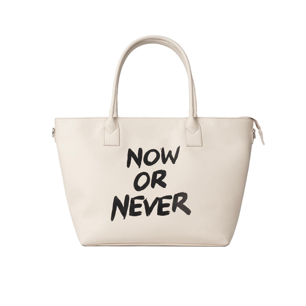 Túi Tote SPOILED cỡ lớn League NOW OR NEVER Da PU cao cấp / Kem