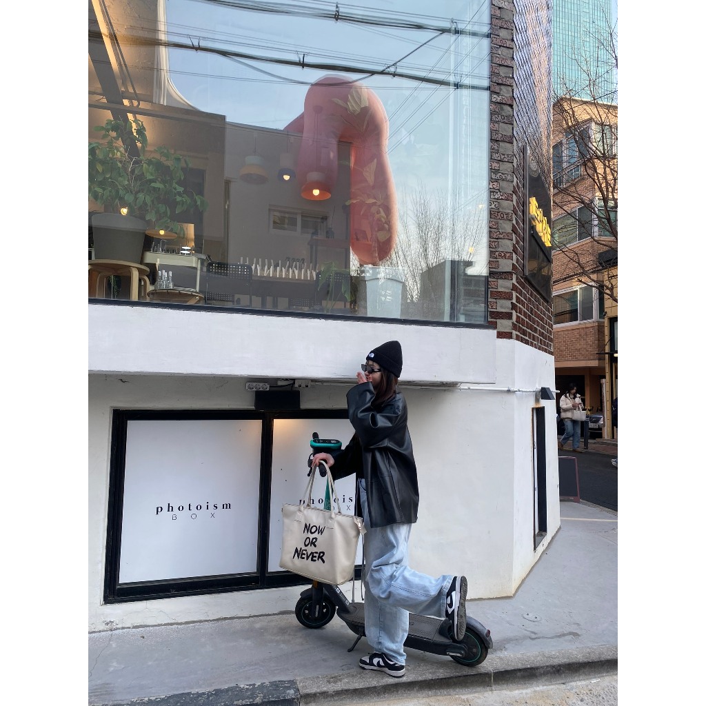 Túi Tote SPOILED cỡ lớn League NOW OR NEVER Da PU cao cấp / Kem