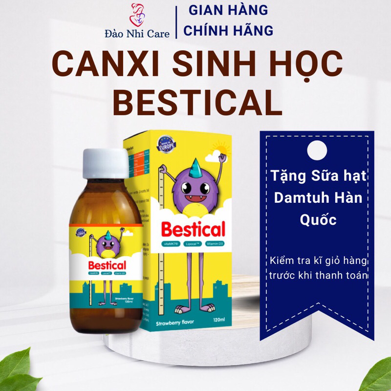 Canxi Bestical Canxi Sinh Học Thế Hệ Mới 120ml bổ sung Canxi & vitamin D3k2 giúp tăng chiều cao vượt trội cho bé